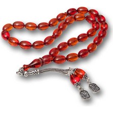 İntora Gümüş Püsküllü Ateş Kehribar Tesbih