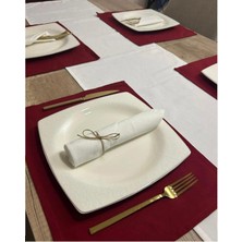 Cedi 6'lı Takım-- Organik Ham Keten Kumaş Beyaz Renk Peçete 30X30CM