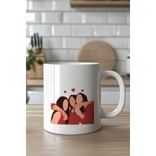 YasBey Design Best Sisters Tasarımlı 330ML Baskılı Beyaz Seramik Kupa Bardak