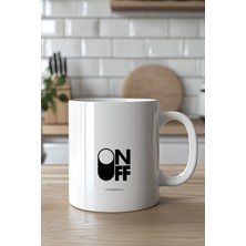 YasBey Design On Off Tasarımlı 330ML Baskılı Beyaz Seramik Kupa Bardak