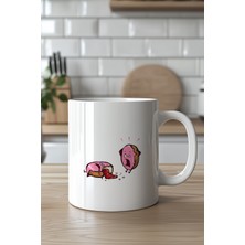YasBey Design Kara Mizah Donut Tasarımlı 330ML Baskılı Beyaz Seramik Kupa Bardak