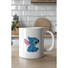 YasBey Design Stitch Tasarımlı 330ML Baskılı Beyaz Seramik Kupa Bardak
