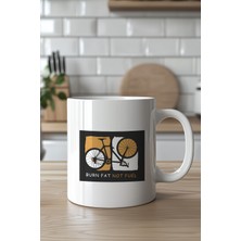 YasBey Design Motivaston Sözlü Bisiklet Tasarımlı 330ML Baskılı Beyaz Seramik Kupa Bardak