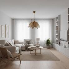 Elizim Home Lighting Hasır Görünümlü Yaprak Abajur Sarkıt Avize