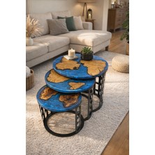 Nadisse El Yapımı Epoksi Sehpa - Doğal Ağaç Dokulu Sehpa - Özel Tasarım