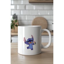 YasBey Design Stitch Tasarımlı 330ML Baskılı Beyaz Seramik Kupa Bardak