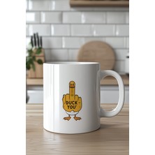 YasBey Design Duck You Tasarımlı 330ML Baskılı Beyaz Seramik Kupa Bardak