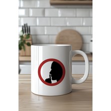 YasBey Design Sessiz Ol Tasarımlı 330ML Baskılı Beyaz Seramik Kupa Bardak