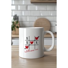 YasBey Design Aşk Herzaman Kazanır Xox Tasarımlı 330ML Baskılı Beyaz Seramik Kupa Bardak