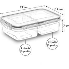 Vice Avm 2 Bölmeli 1+1 Litre Kilitli Kapaklı Erzak Saklama Kabı LC-525 GO-53-vice 01513