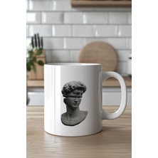 YasBey Design Antik Heykel Tasarımlı 330ML Baskılı Beyaz Seramik Kupa Bardak