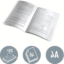 MarkEntegra Metalik Buz Mavisi A4 Sunum Dosyası, 20 Şeffaf Poşetli, 40 A4 Sayfa Kapasitesi