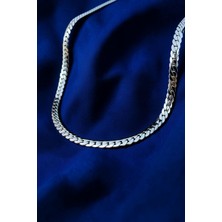 Ak Store Silver Gümüş Kaplama, Paslanmaz Çelik, Ezme Balıksırtı Gurmet, Sık Örme Italyan Tarzı Model Zincir Kolye 6 mm Yüzey
