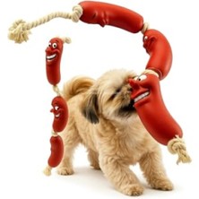 MarkEntegra Dayanıklı Sosis Şeklinde Yumuşak Silikon Köpek Oyuncağı