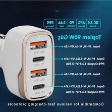 MarkEntegra 4 Portlu Type-C USB Araç Hızlı Şarj Adaptörü - 96W Güç Kapasitesi