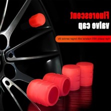 MarkEntegra 4 Adet Kırmızı Floresan Karanlıkta Parlayan Oto Sibop Kapağı