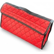 MarkEntegra Araç Bagaj Organizeri, Katlanabilir, Kırmızı Deri Kumaş