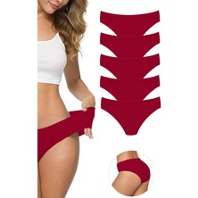 Toyigoo 5 Adet Kadın Dikişsiz Lazer Kesim Esnek Iz Yapmayan Külot Bordo TYG-84037RS