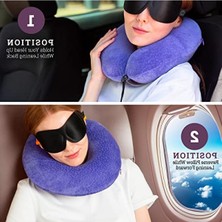 MarkEntegra Mor Seyahat Yastığı - Uyku Maskesi ve Kulak Tıkaçlı Set, Hafızalı Köpük