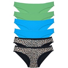 Toyigoo 6 Adet Likralı Kadın Slip Külot Leopar Yeşil Mavi TYG-84037RS