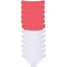 Toyigoo 12 Adet Eko Set Likralı Kadın Slip Külot Fuşya Beyaz TYG-84037RS