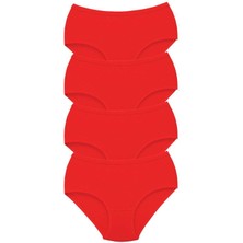 Toyigoo 4 Adet Tutku Kadın Yüksek Bel Bato Kalın Lastik Külot Kırmızı TYG-84037RS