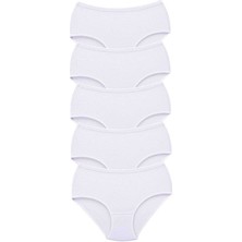 Toyigoo 5 Adet Tutku Kadın Yüksek Bel Bato Kalın Lastik Külot Beyaz TYG-84037RS