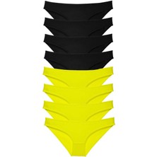 Toyigoo 8 Adet Süper Eko Set Likralı Kadın Slip Külot Sarı Siyah TYG-84037RS