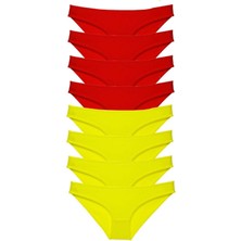 Toyigoo 8 Adet Süper Eko Set Likralı Kadın Slip Külot Sarı Kırmızı TYG-84037RS