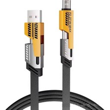 Toyigoo 4’ü 1 Arada 65W Hızlı Şarj Kablosu – USB ve Type-C Girişli, Örgülü Dayanıklı TYGRSYT95