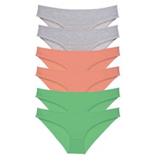 Toyigoo 6 Adet Süper Eko Set Likralı Kadın Slip Külot Gri Pudra Yeşil TYG-84037RS