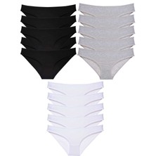 Toyigoo 15 Adet Süper Eko Set Likralı Kadın Slip Külot Siyah Gri Beyaz TYG-84037RS