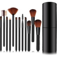 MarkEntegra 12'li Kırılabilir Makyaj Fırça Seti - Siyah Silindir