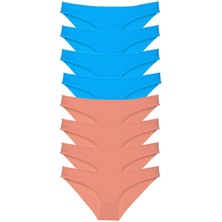 Toyigoo 8 Adet Süper Eko Set Likralı Kadın Slip Külot Pudra ve Mavi TYG-84037RS