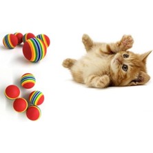 MarkEntegra Gökkuşağı Renkli Kedi Oyun Topu - 2 Adet, Yumuşak Dokulu