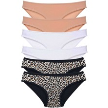 Toyigoo 6 Adet Likralı Kadın Slip Külot Leopar Ten Beyaz TYG-84037RS