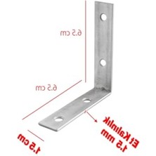 MarkEntegra 25 Adet Metal Köşebent 65X65X15 mm Ince L Demiri Gönye Bağlantı Aparatı