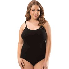 Toyigoo Battal Beden Ip Askılı Kadın Çıtçıtlı Body Siyah TYG-84037RS