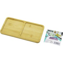 Vice Avm Dikdörtgen 2 Bölmeli Ahşap Bambu Yağdanlık Altlık Mini Tepsi 12 x 23.4 x 0.8cm Go-53-Vice 01581