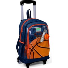 High Işıklı Tekerlekli Turuncu Lacivert Basketbol Çekçek Okul Çantası - Erkek Çocuk