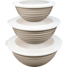 Orret Home 3’lü Yuvarlak Kapaklı Plastik Saklama Kabı Seti – 3l, 2l, 1l – Mikrodalga ve Buzdolabı Uy