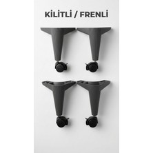 Trentmilla elbse Kilitli/frenli Tekerlekli Sehpa Masa Ayağı,akıllı Sehpa Ayağı, Sihirli Sehpa Ayağı Siyah 4 Adet 360 Derece 20 cm