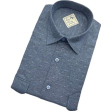 Gömlek Galerisi Klasik Geniş Kesim Nokta Desen Flanel Dokuma Çift Cepli Uzun Kollu Erkek Gömlek