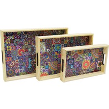 My Best Store 3 Boy Ahşap Tepsi Desenli Zemin 16X26 - 21X31 - 24X34CM (4887) MYBESTSTORE-482957