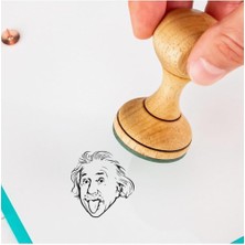 Fizikçilere Hediye Einstein Tasarımlı Esprili Mühür - Ahşap Kitap Mühür - Defter Kaşe