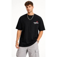 Alfanora Erkek Bisiklet Yaka Baskılı  Kısa Kollu Tişört Streetwear Günlük Basic Pamuklu T-Shirt - Siyah