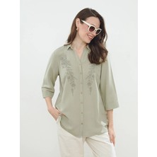 Lc Waikiki Yeni Sezon Çiçekli Keten Karışımlı Kadın Gömlek