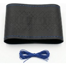 Valente Lusso Mastercraft Serisi Iğne Iplikli Dikmeli Direksiyon Kılıfı - Mavi Dikişli 5 Farklı Doku (38-40CM)