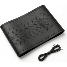 Valente Lusso Mastercraft Serisi Iğne Iplikli Dikmeli Direksiyon Kılıfı - Siyah Dikişli 5 Farklı Doku (38-40CM)