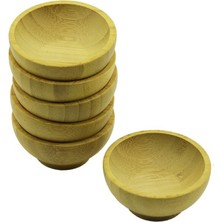 Vice Avm 6 ADET MİNİ AHŞAP BAMBU LOKUMLUK - ÇEREZLİK KASE DERİNLİK: 1.5CM  - ÇAP: 6.2CM GO-53-vice 01640